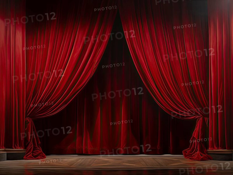 Theatre stage with curtain in a nostalgic theatre