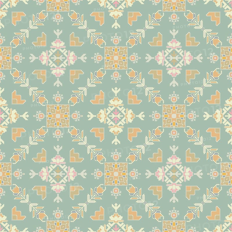 Traditional Georgian folk art embroidery vector pattern