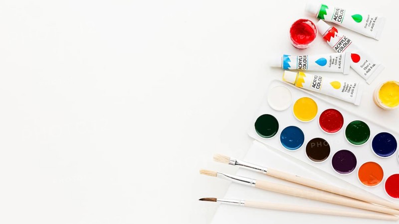 Flat lay copy space watercolor paint
