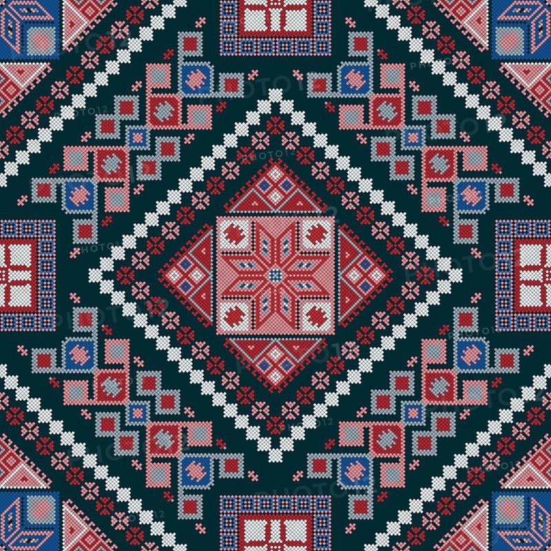 Traditional Georgian folk art embroidery vector pattern