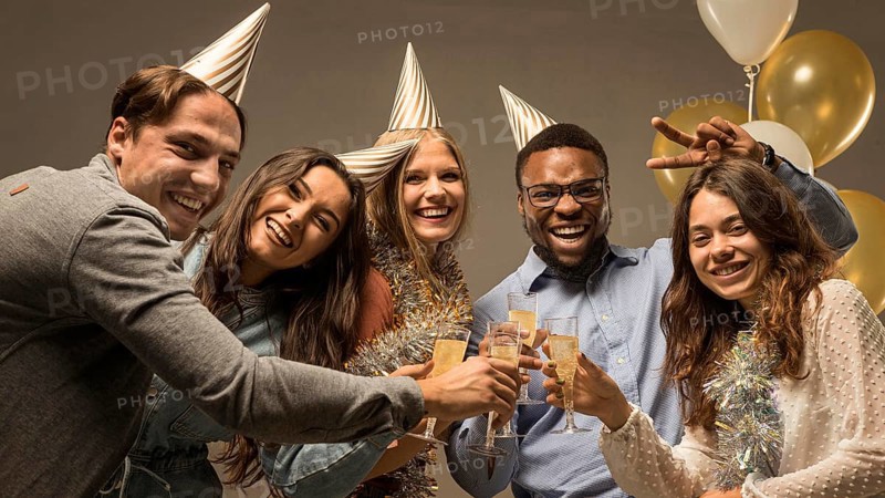 Group friends celebrating new year concept