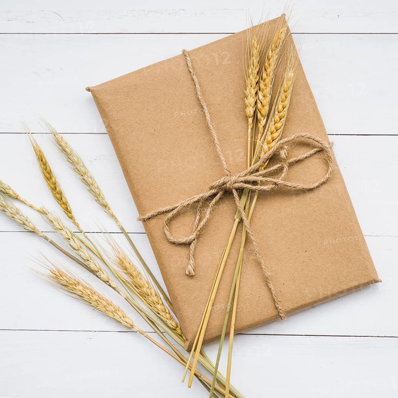 Carton box with wheat