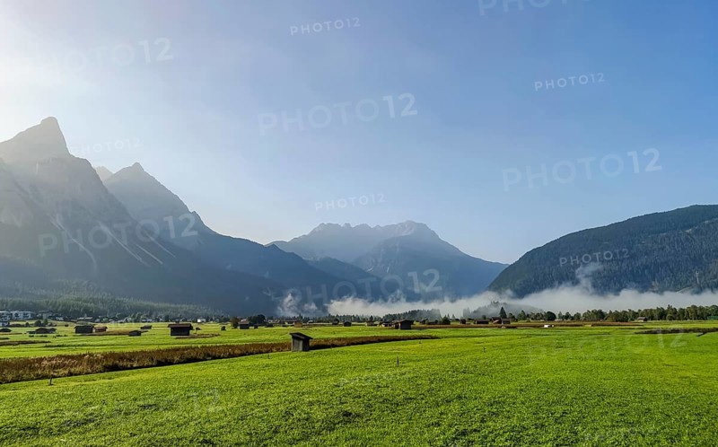 Morning fog on the Wetterstein mountains