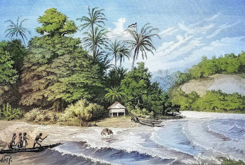 Harbour and beach in New Guinea