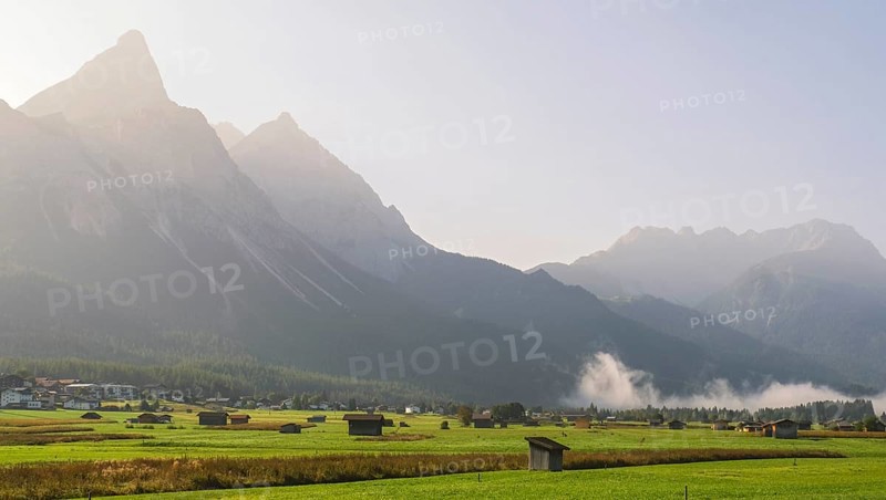 Morning fog on the Wetterstein mountains