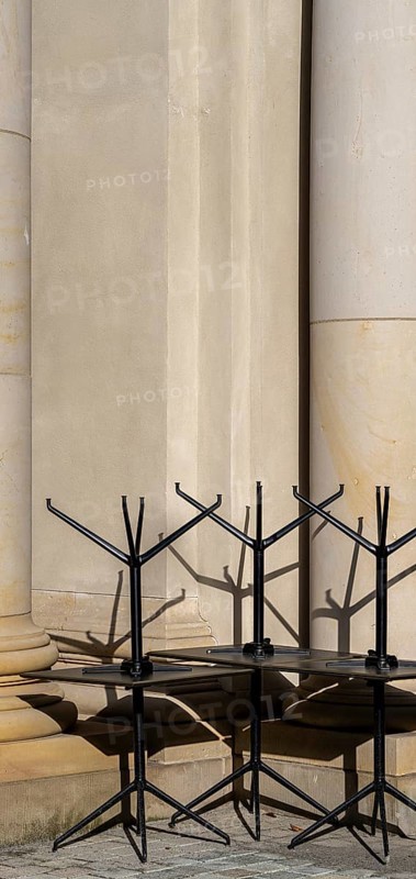Stacked restaurant tables