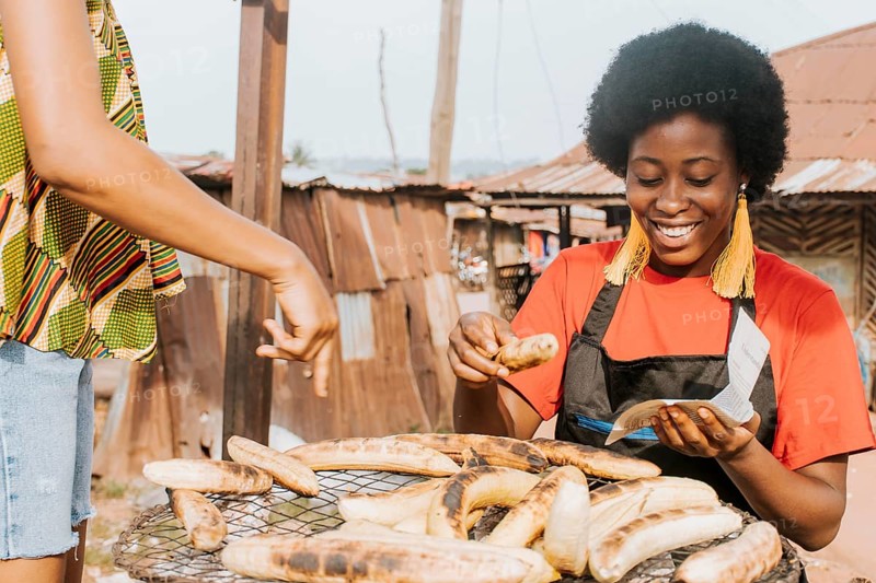 Close up smiley woman making food