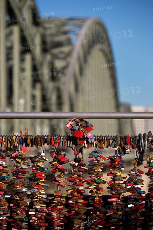 Detail of an extremely large number of love locks as a sign of loyalty on the Hohenzollern Bridge