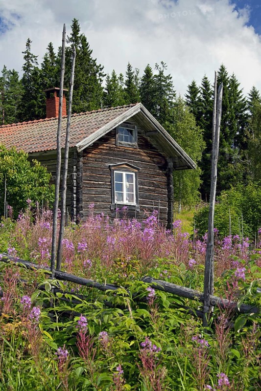 Traditional old wooden cottages
