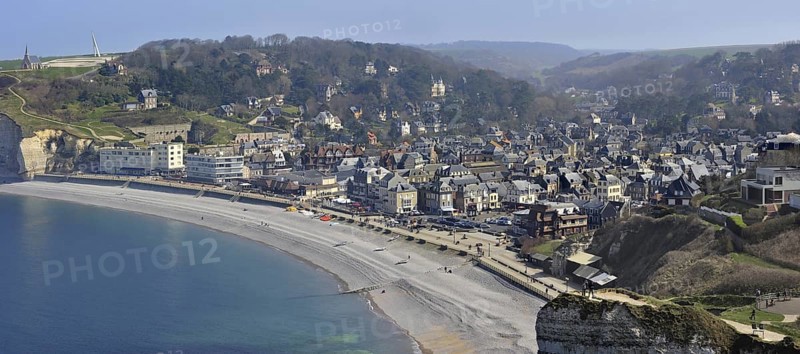 View over Etretat from the Porte D'Aval