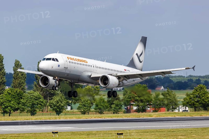 An Airbus A320 aircraft of Freebird Airlines with the registration TC-FBV at Brussels Airport
