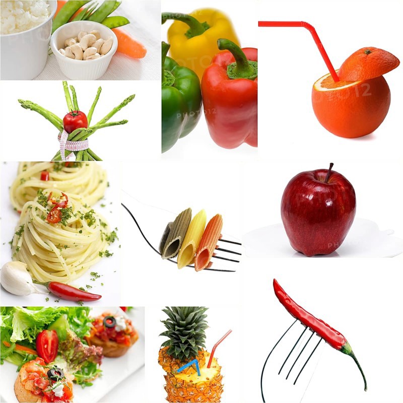 Organic Vegetarian Vegan dietetic food collage bright mood