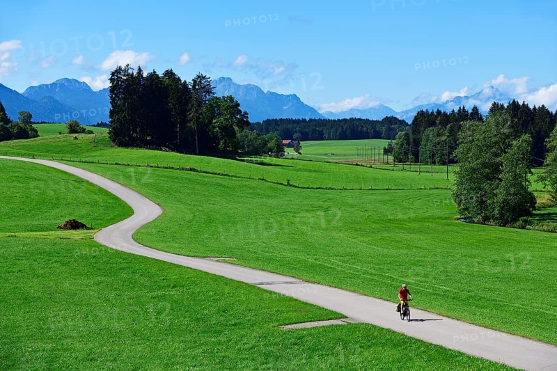 Cyclist on the Romantic Road near Steingaden