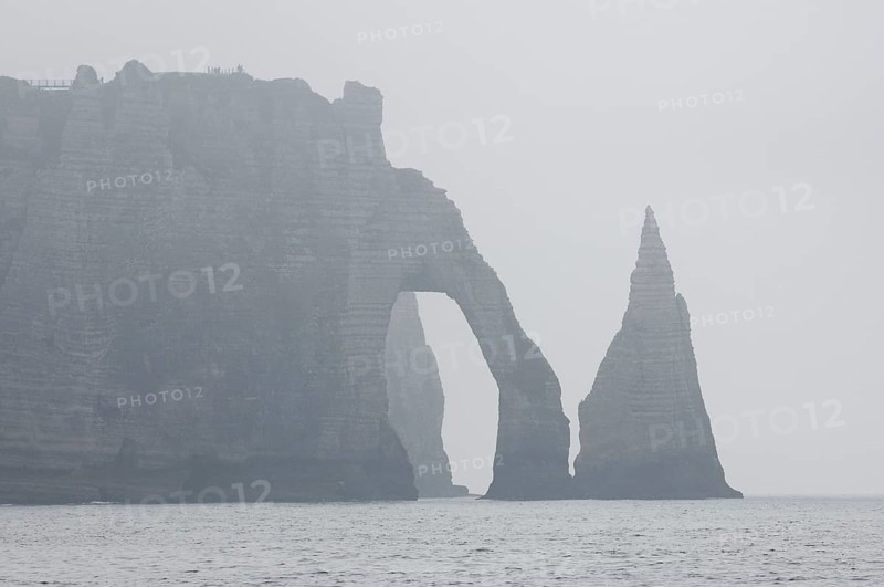 The Needle Rock and Porte d'Aval in the fog