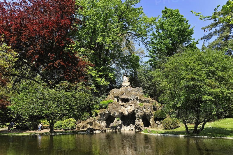 Artificial cave and pond in the Citadel park at Ghent