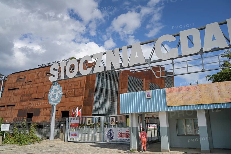 Historic old factory gate of the Gdansk shipyard