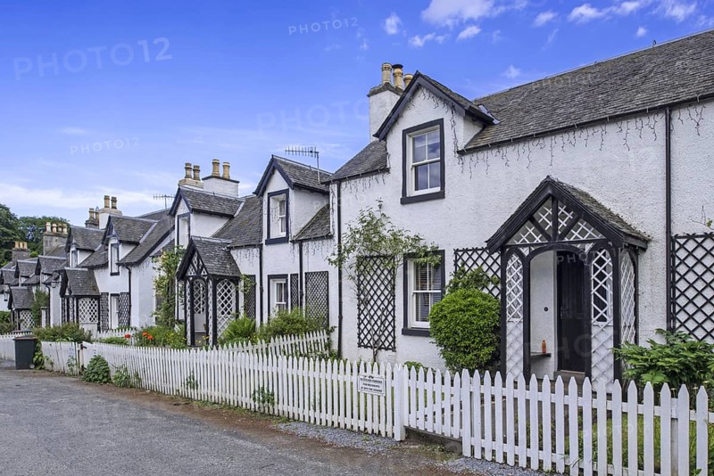 Row of white houses in the village Kenmore