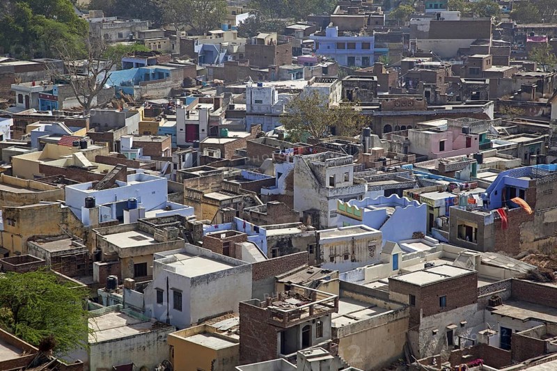 View over houses of the village Barsana
