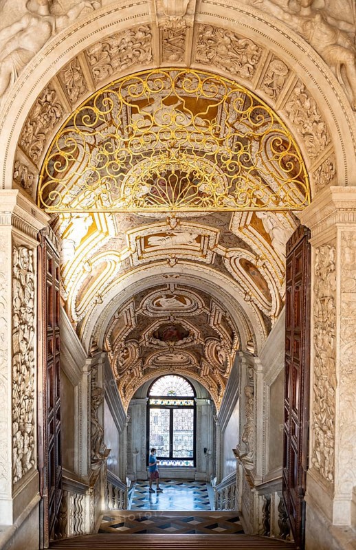 Magnificent staircase decorated with frescoes