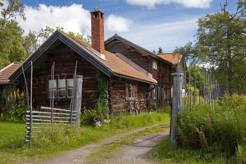 Traditional old wooden cottages