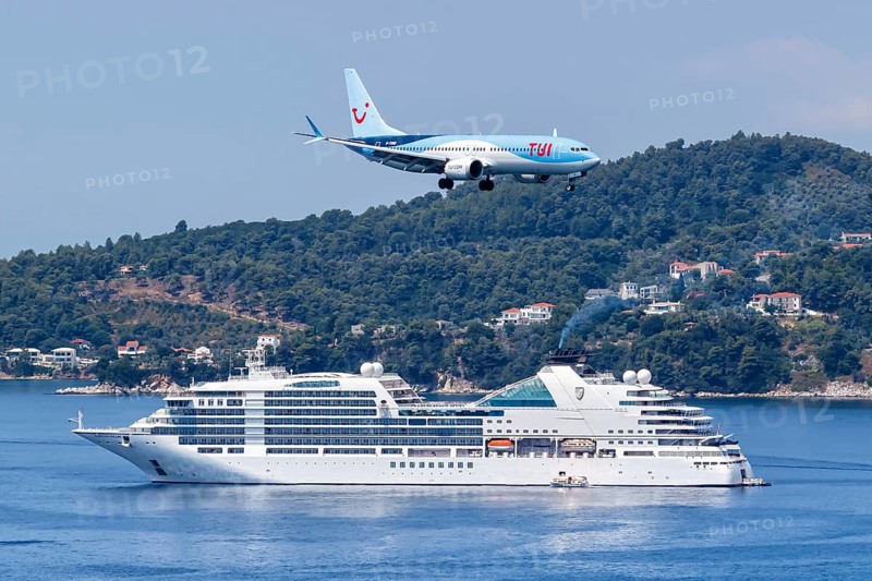 A TUI Airways Boeing 737 MAX 8 aircraft with the registration G-TUMD at Skiathos Airport