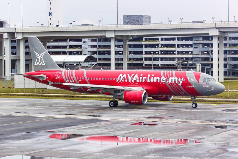 An Airbus A320 aircraft of MYAirline with the registration number 9M-DAB at Kuala Lumpur Airport