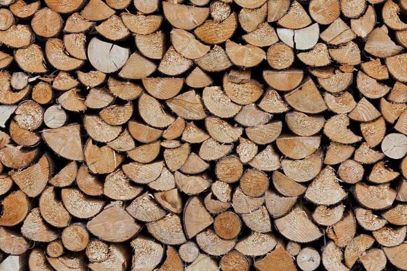 Stack of split firewood used as wood fuel