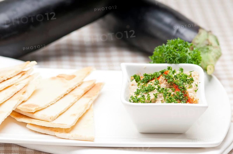 Fresh traditional moutabal baba ghanoush eggplant dip