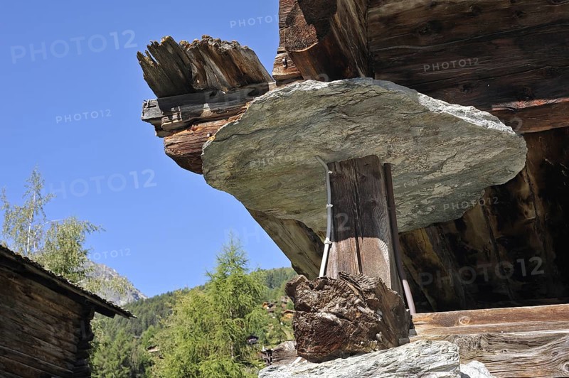 Detail of traditional wooden granary