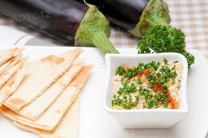Fresh traditional moutabal baba ghanoush eggplant dip