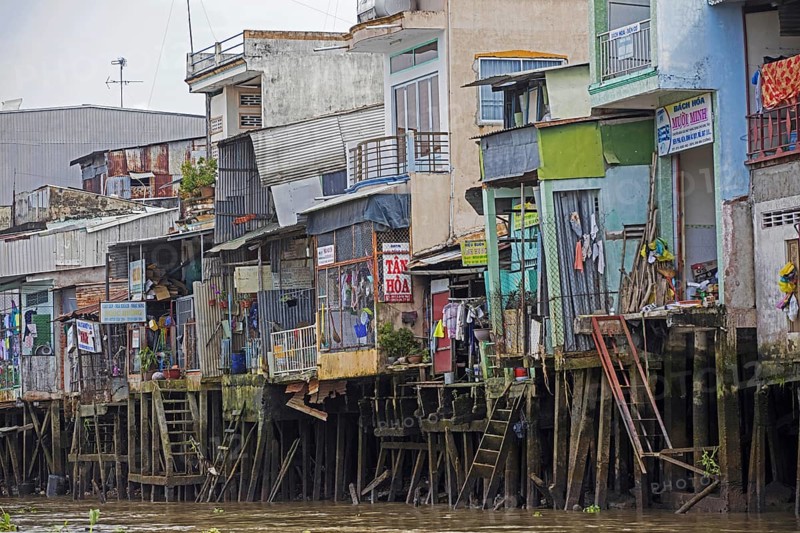Stilt houses in the Mekong Delta near Can Tho