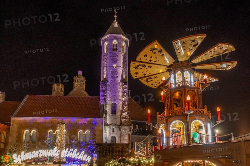 Large Christmas pyramid in front of Dankwarderode Castle at the Braunschweig Christmas Market