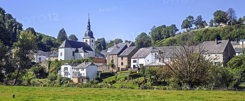 View over picturesque village Chassepierre along the Semois river near Florenville in the province of Luxembourg