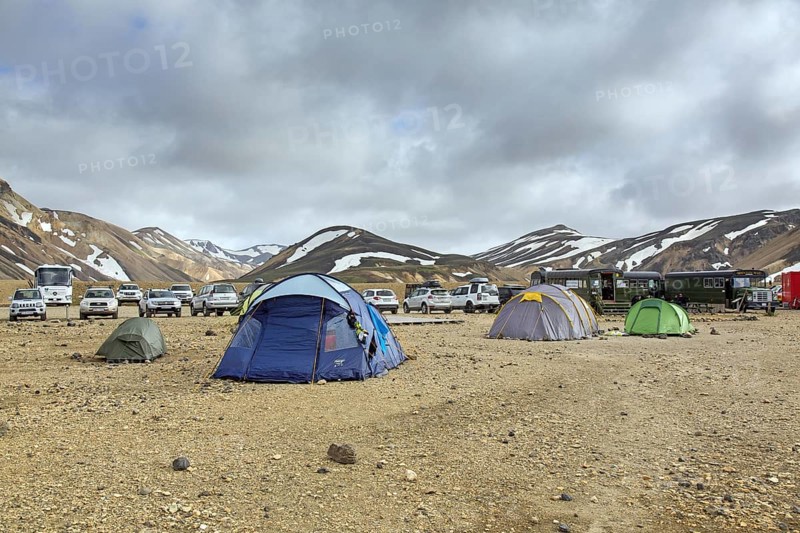 Tents at campsite in the Landmannalaugar valley
