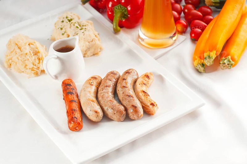 Selection of all main type of german wurstel saussages