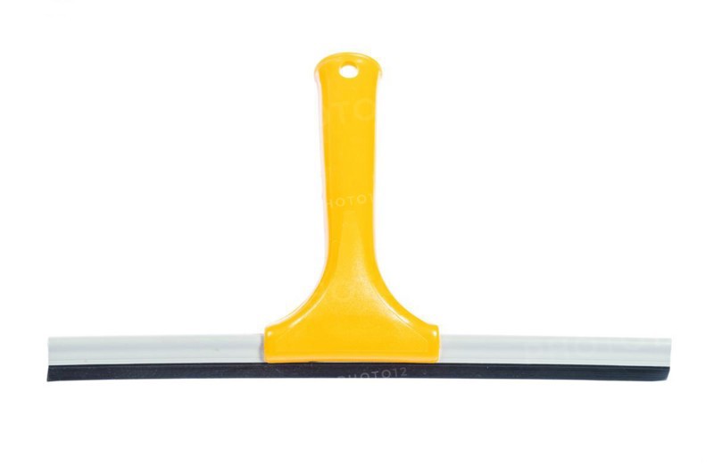 Yellow window wiper against a white background