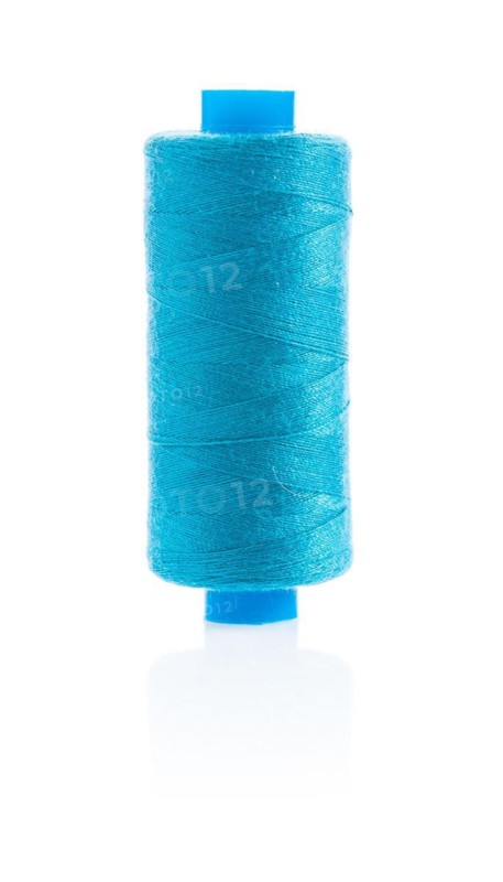 Blue sewing thread on bobbin
