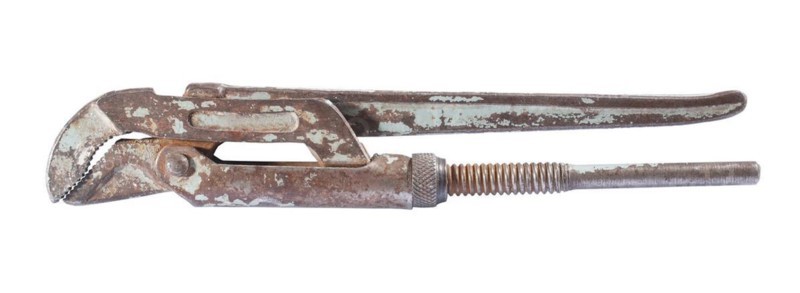 Old pipe wrench insulated
