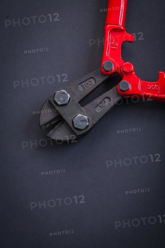 Opened vertical version Streel Cutter very close to aerial view on black background