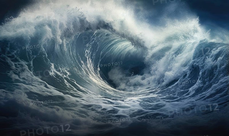 Surfing ocean wave. Blue ocean wave. Nature background. Big ocean waves Ai generated