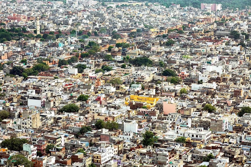 Aerial view of the Jaipur city from the Nahargarh fort
