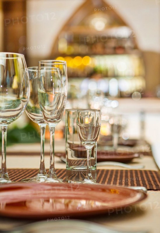 Empty wine glasses on the table