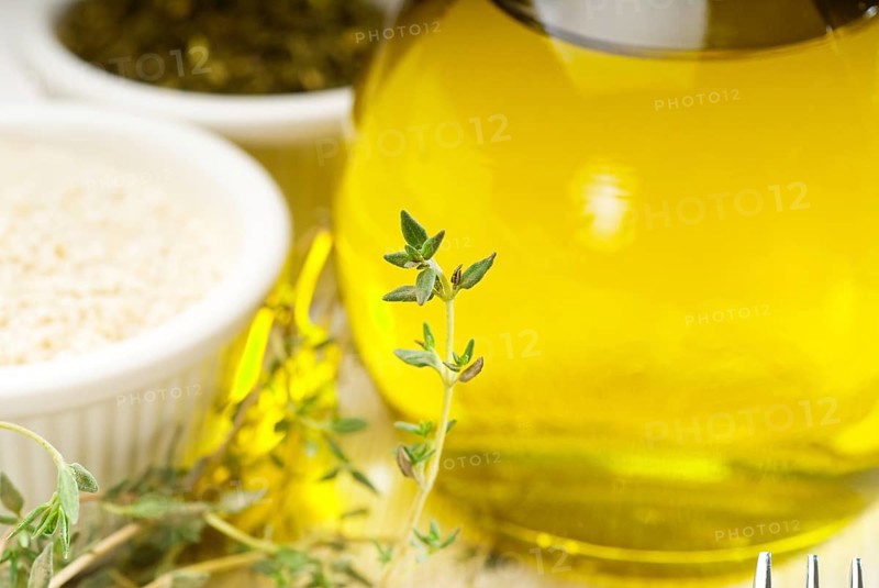 Extra virgin olive oil and fresh herbs