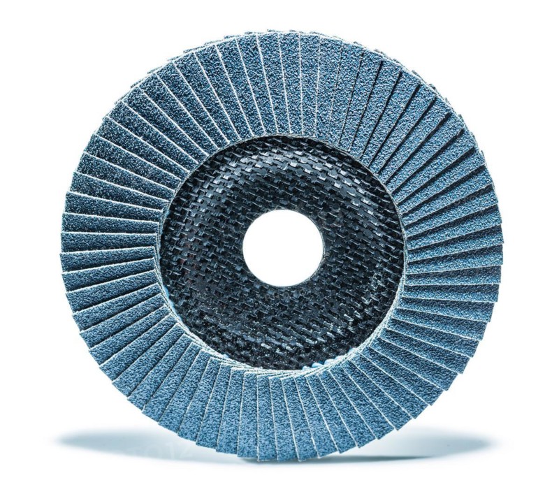 Abrasive treatment tool blue sanding flap disc isolated