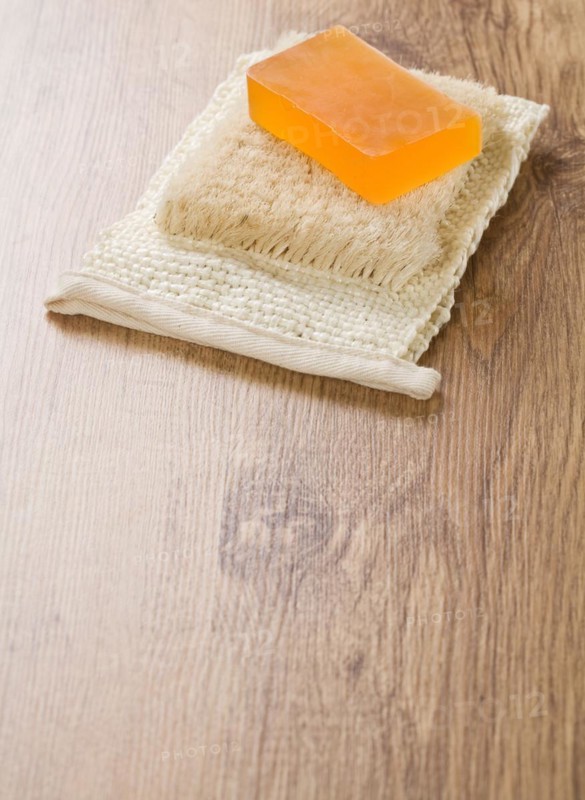 Bar of soap on bast