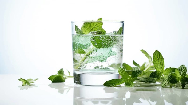 Glass of water with ice