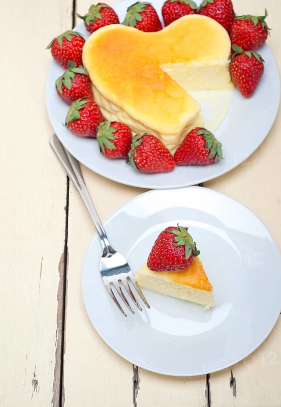Heart shaped cheesecake with strawberryes ideal cake for valentine day