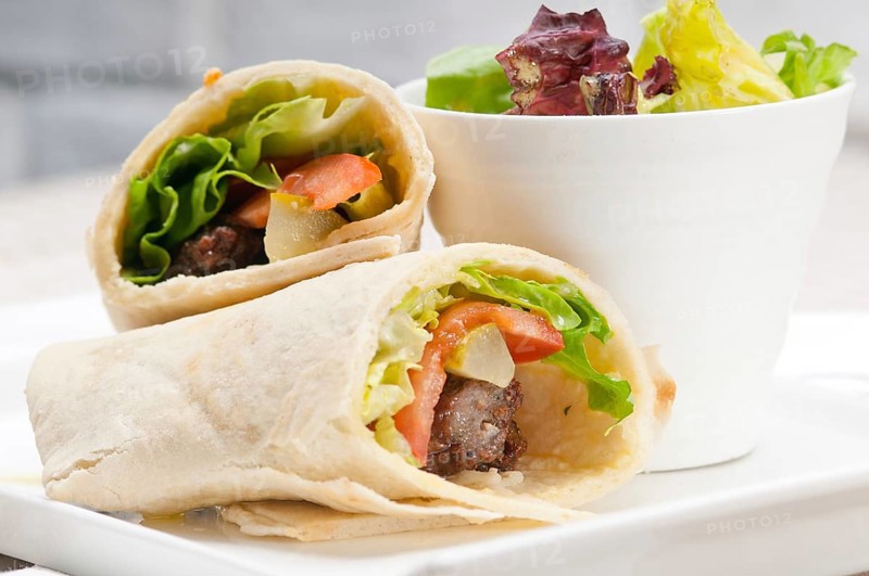 Kafta shawarma chicken pita wrap roll sandwich traditional arab mid east food
