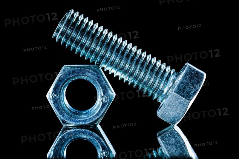 Construction nut screwbolt on black background