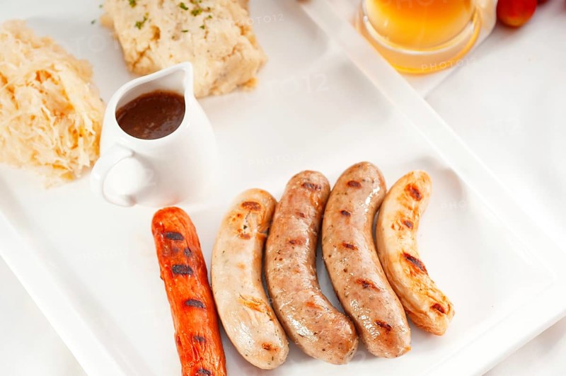 Selection of all main type of german wurstel saussages